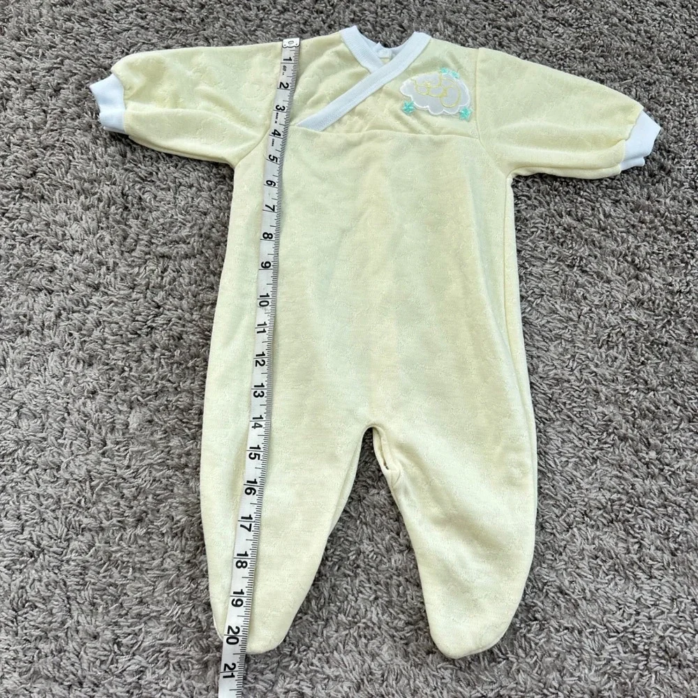 Vintage Small Talk Baby Footed Sleeper Yellow Embroidered Bear Medium 12-17‎ lbs